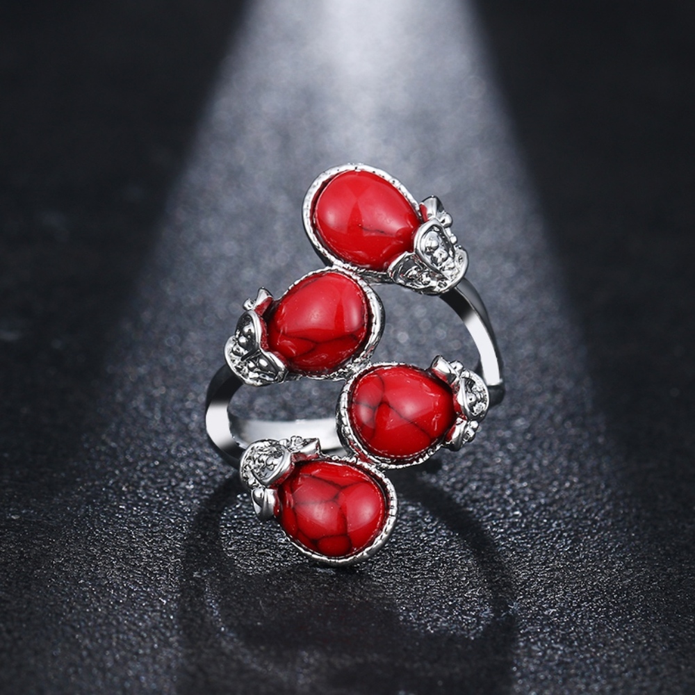 Genuine Turquoise Howlite Gemstone Silver Ring - Picture 3 of 7